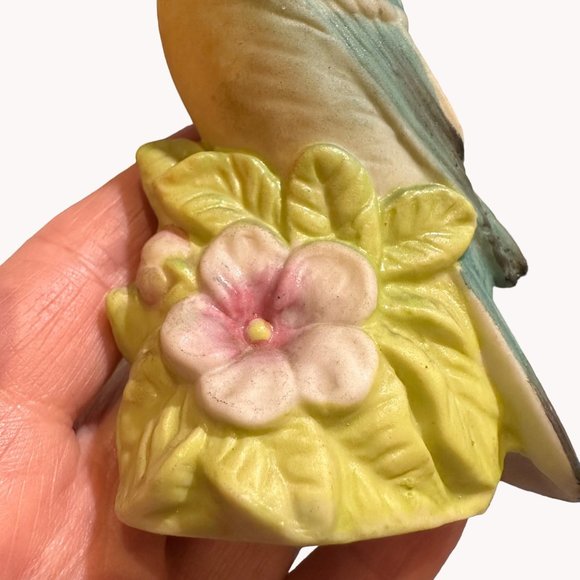 Blue Bird Floral Salt Shaker Made in Japan Sculpture Blue Pink Green Yellow - Picture 5 of 15
